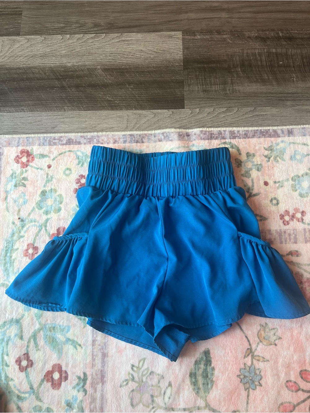 Zara Bright Blue Athletic Ruffle Shorts